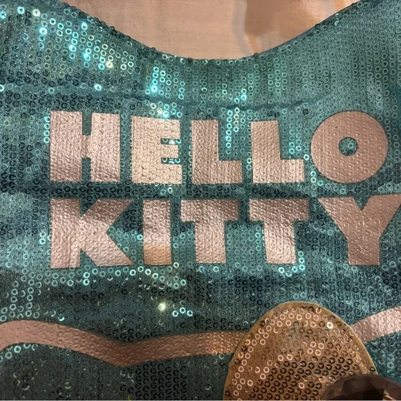Sanrio HELLO KITTY Turquoise Blue Sequin Bag - Picture 4 of 9